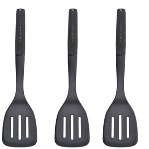 3x Kitchenaid Soft Touch Slotted Turner Nylon Kitchen Cooking Utensil 34cm Blk