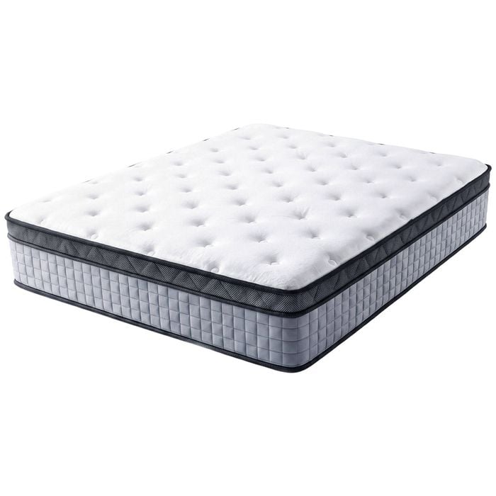 Ufurniture Double 32CM Hybrid Mattress in a Box, Memory Foam & Individual Pocket Springs, White & Grey