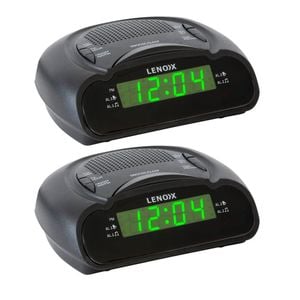 2PK Lenoxx AM/FM Station Radio Digital LED Dual Alarm Clock Sounds Snooze/Sleep