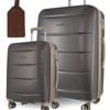 2pc Pierre Cardin Large Hard & Cabin Travel Luggage Set W/ Name Tag Graphite