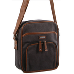 Pierre Cardin Canvas Cross Body Messenger Bag Mens Ladies Satchel Day Pack  Black