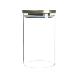 Argon Tableware Glass Storage Jar with Metal Lid - Silicone Seal - 1 Litre