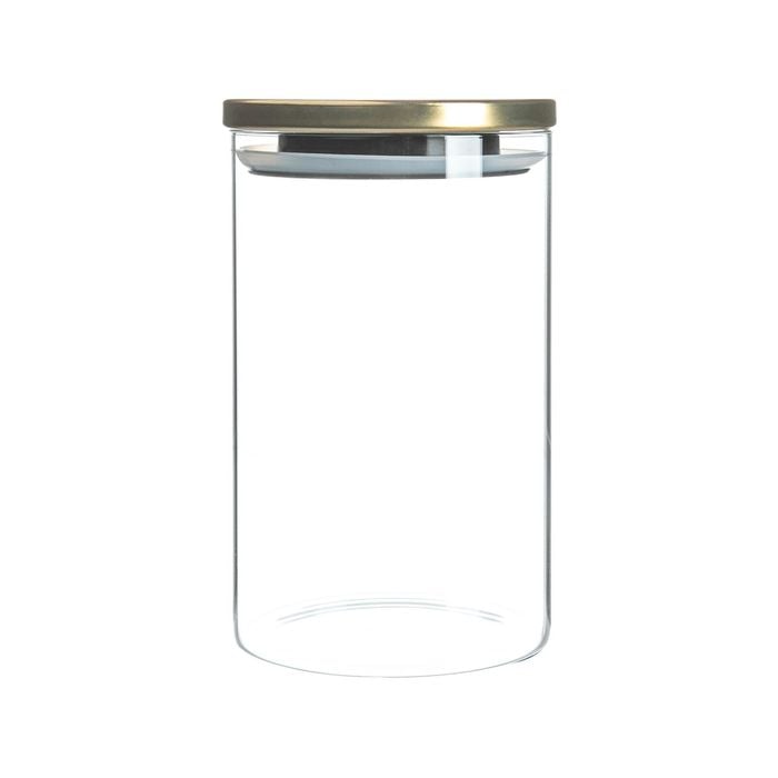 Argon Tableware Glass Storage Jar with Metal Lid - Silicone Seal - 1 Litre