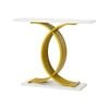 Oikiture Console Table Hallway Marble Effect Coffee Narrow Side Desk White and Gold