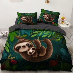 3D Sloth Tree 201 Bed Pillowcases Quilt King Size