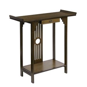 P&P Brown Bamboo Console Table with Drawer Hallway Storage Table