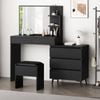 Alfordson Dressing Table Stool Set Side Cabinet Black