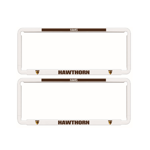 2x OFFICIAL AFL HAWTHORN HAWKS Car Number Plate Frame Cover Surround