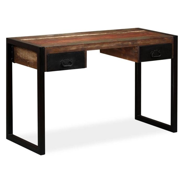 vidaXL Desk with 2 Drawers Steel Writing Console Table