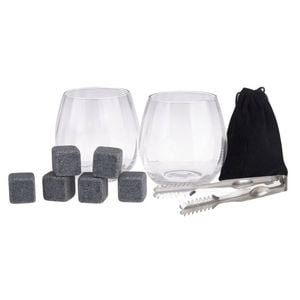 10pc Bartender Gin Glasses/Stones/Storage Bag/Tongs Set