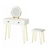 Costway Vanity Desk Makeup Dressing Table & Stool Set W/charging Station