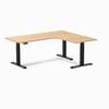 Desky L-shape Sit To Stand Sublime Teak Melamine Desk 1800x1500mm - Right Return Height Adjustable Matte Black Leg