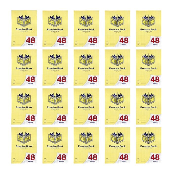 20x Spirax 114 Exercise Book A4 48 Pages Primary Grid School Notebook Yellow