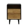 6ixty Twin 2-drawer Wooden Bedside Table Nightstand - Black / Natural