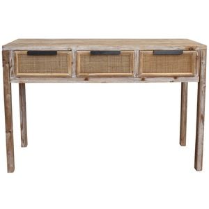 LVD Marco Wood/Rattan/Metal 80x120cm 3-Drawer Console Table Furniture Rect NTRL