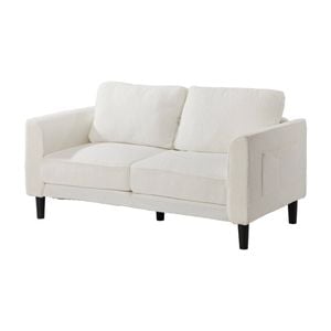 Oikiture 2 Seater Sofa 150cm Love Seat Boucle White