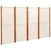 vidaXL 4-Panel Room Divider Cream White Privacy Screen Partition Separator