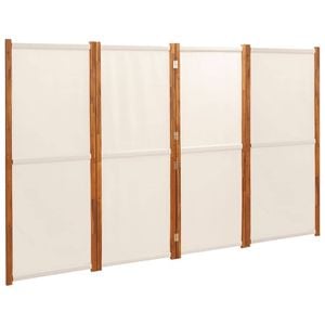vidaXL 4-Panel Room Divider Cream White Privacy Screen Partition Separator
