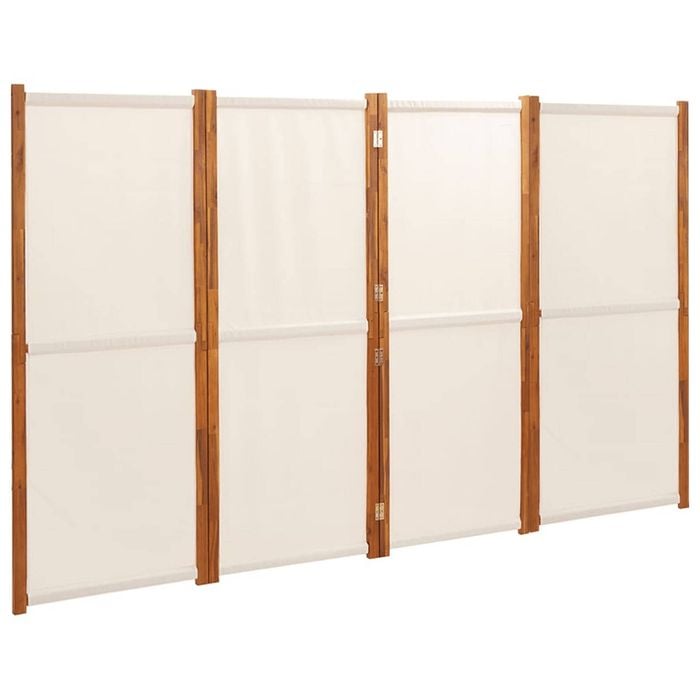 vidaXL 4-Panel Room Divider Cream White Privacy Screen Partition Separator