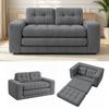 Ufurniture 142cm Convertible 2 Seater Sofa Bed Wide-wale Corduroy Loveseat Floor Sleeper Sofa W/ 2 Pillow Boneless Grey