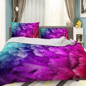 3D Gradient Feather 006 Bedding Set Pillowcases Quilt Duvet Cover Set Queen King