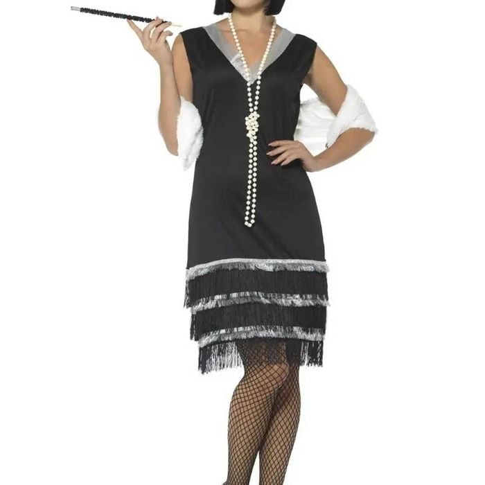 Ritzy Black And Silver Womens Plus Size Flapper Dress Costume - Xlarge