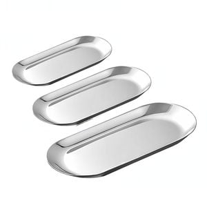 SOGA Silver Nordic Oval Plate Set – 3 Piece