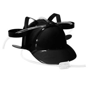 BEER DRINKING HELMET Drink Guzzler Holder Costume Party Hat Oktoberfest Black