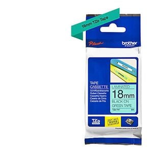 Brother Label Tape – 18mm Black Text on Green Roll for Bold, Durable Labels