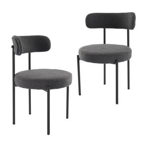 Set of 2 Round Dining Chair Charcoal