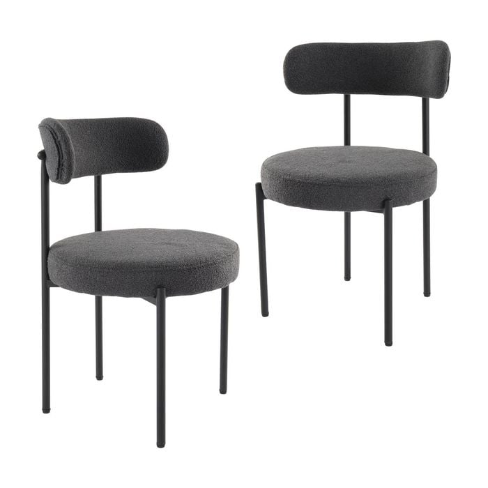 Set of 2 Round Dining Chair Charcoal