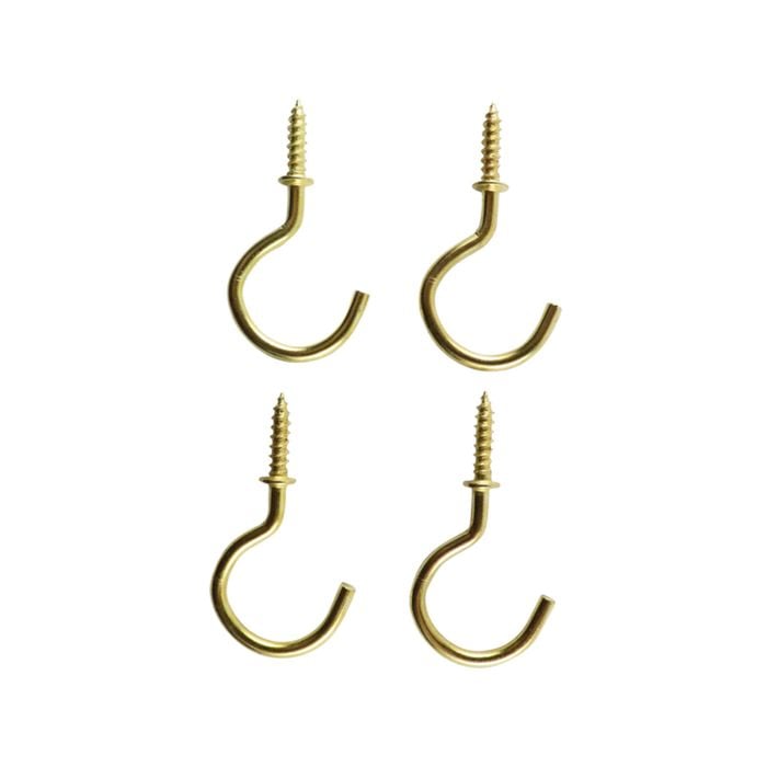 Everhang 18mm Brass Plated Cup Hook - 4 Pack