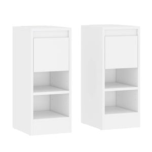 Advwin 2 x LED Side Table with Drawers Narrow Sofa End Table Bedside Table White