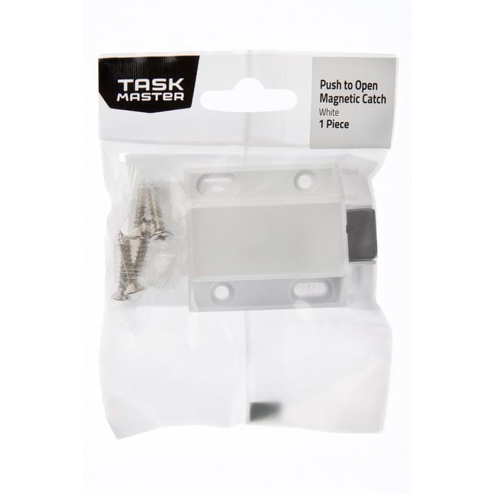 Taskmaster 38mm White Push To Open Magnetic Door Catch
