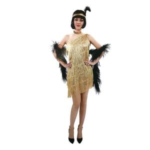 Ladies Flapper Costume Charleston Gatsby Chicago Fancy Dress Party 1920s 20s Gold