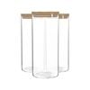 Argon Tableware Glass Storage Jars with Wooden Lids - 1.5 Litre - Pack of 3