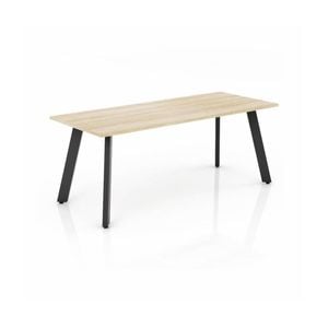 Olg Flare Table 4 Leg Black Frame New Oak Smooth Top L1800mm X W750mm