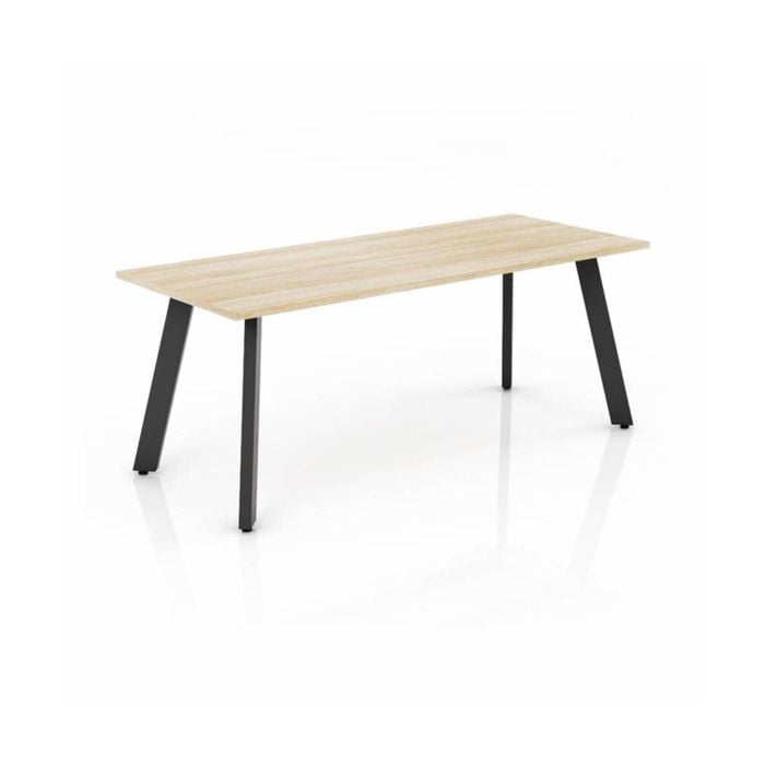 Olg Flare Table 4 Leg Black Frame New Oak Smooth Top L1800mm X W750mm