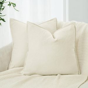 Gioia Casa Twin-Pack Linen Cushion Covers - Linen-Cotton Blend with Hidden Zipper Design - Linen, 45cm × 45cm