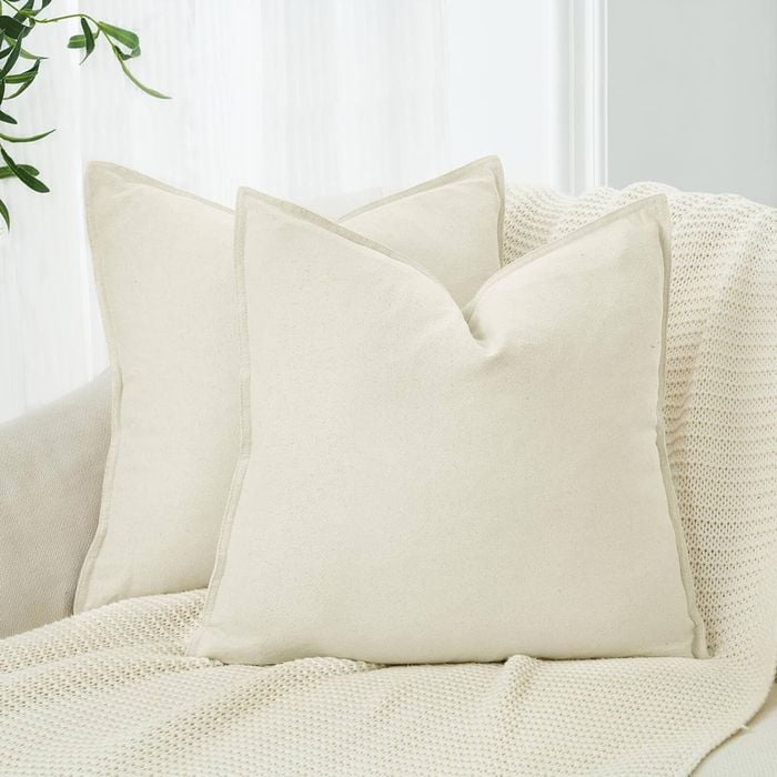 Gioia Casa Twin-Pack Linen Cushion Covers - Linen-Cotton Blend with Hidden Zipper Design - Linen, 45cm × 45cm