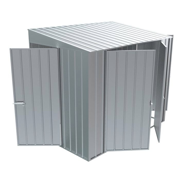 Build-a-Shed 1.2 x 2.3 x 2.0m Tunnel Shed Tunnel Hinged Door Plus Double Hinged Side Door - Zinc