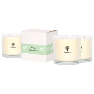 Nicola Spring 3x 400g Soy Wax Scented Candles - Sage Retreat - 45 Hour Burn Time Relaxation Aromatherapy Gift Ready Jar Candle