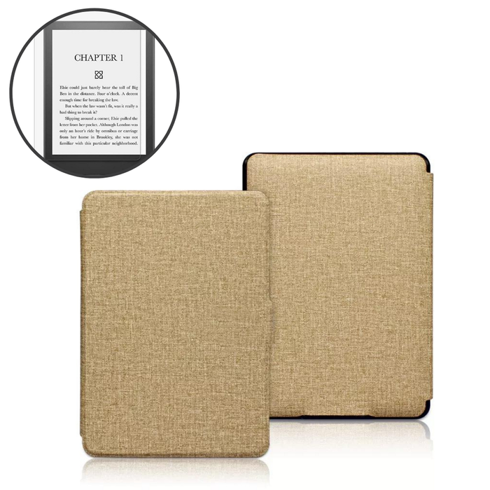 Stylepro Package, Kindle Case Plus Screen Protector, Fabric Cover, For Kindle Paperwhite And Colorsoft 7", Golden Brown