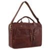 Pierre Cardin Rustic Leather 15" Laptop Computer Messenger  Chestnut