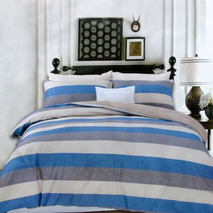 Bloomington 250TC Cotton Reversible Quilt Cover Set Beachy Stripes Queen