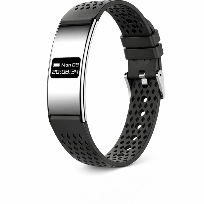 Smart Fitness Bracelet for Men & Women | HRV Stress Monitor & Pedometer | Android & iOS Black SIlver