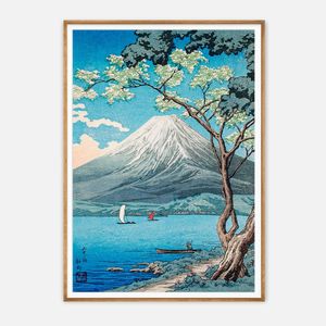Galrie Hokusai's Iconic Mount Fuji Art Print Cherry Blossoms-Japanese Ukiyo-e Masterpiece, Wood Frame, A3 30x 42cm (12 x 16inch)