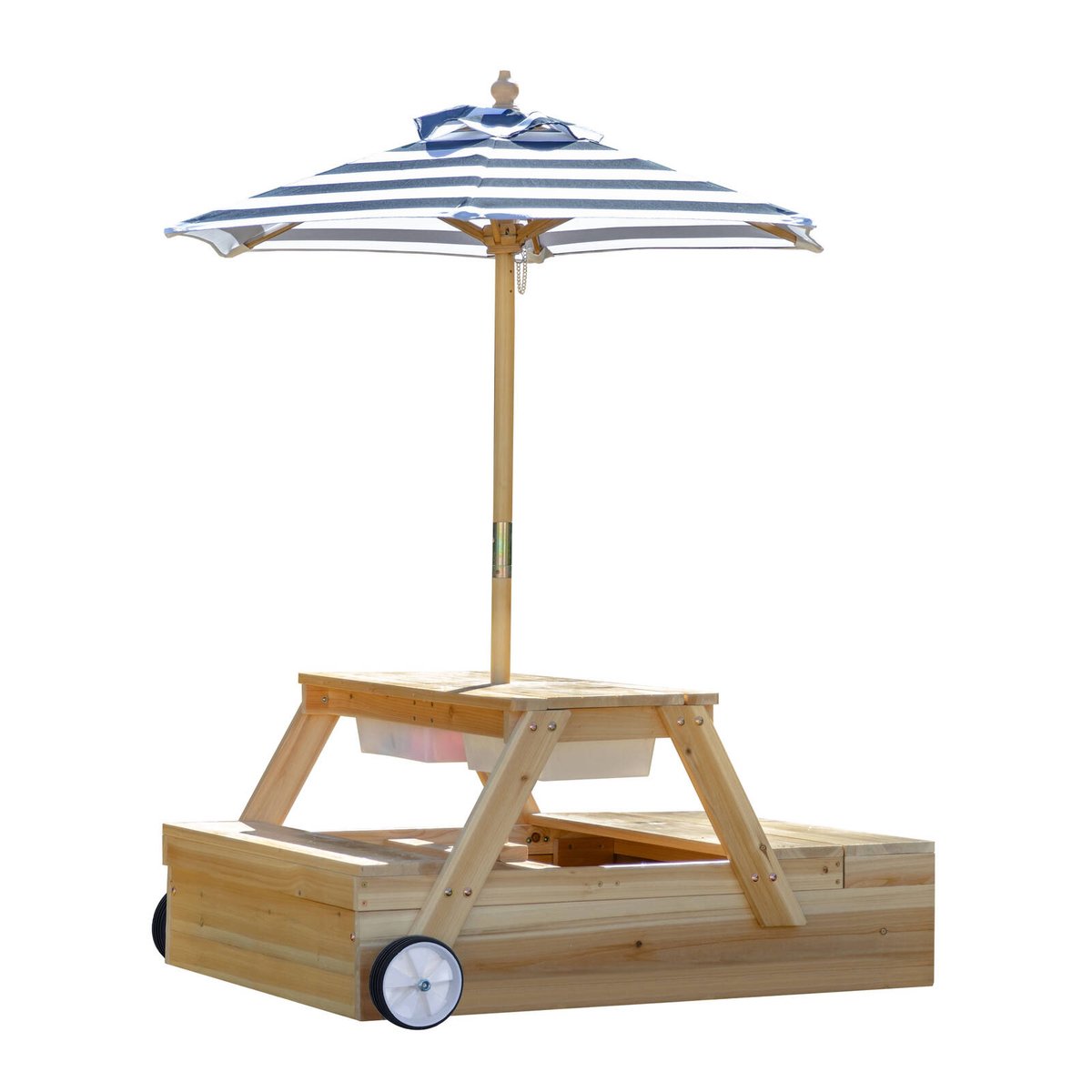 Teamson 80cm Blue Sorrento Wooden 2-in-1 Picnic Table with Sandbox ...