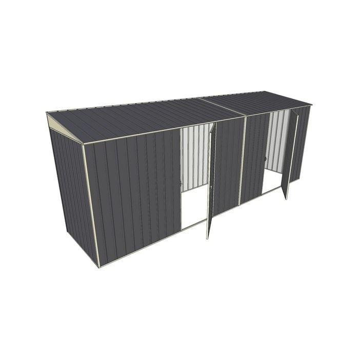 Build-A-Shed 1.2 x 5.2 x 2.0m Skillion Dual Single Hinged Side Doors Shed - Grey