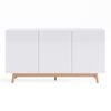 White Sideboard Buffet Unit with Solid Wood Legs (140cm, Scandinavian)